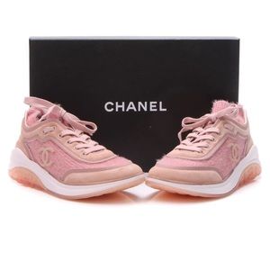 CHANEL Pink and Tan Sneakers